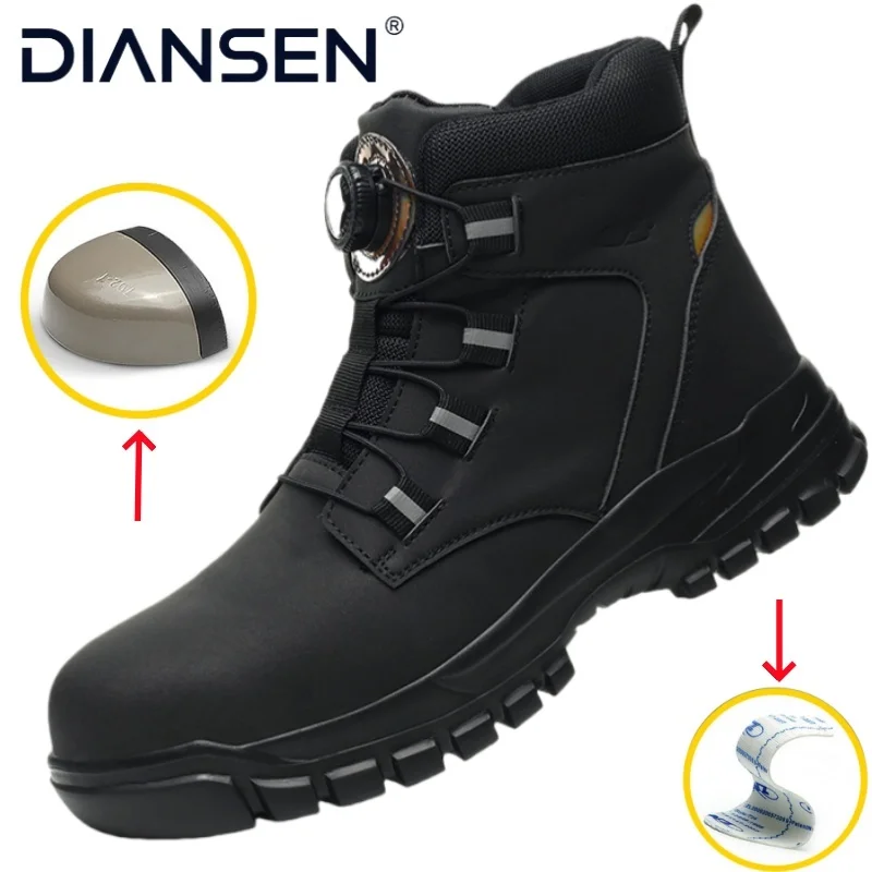 Zapatos de seguridad con punta de acero para hombre, botas de trabajo industriales ligeras con suela media de Kevlar, botas tácticas de protección antipinchazos