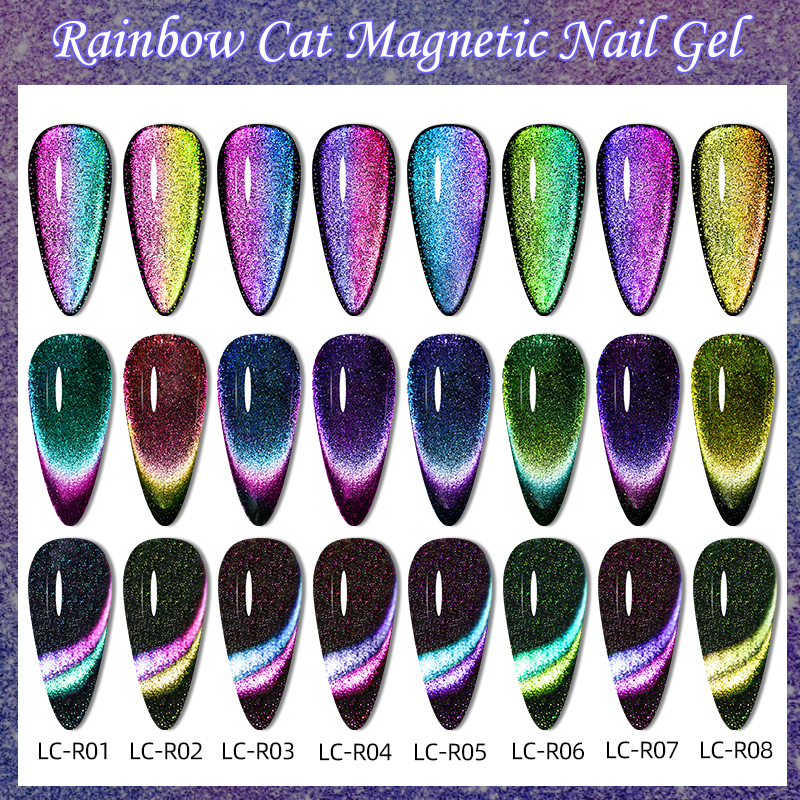 LILYCUTE Snowlight Cat-esmalte de uñas magnético, 9D, arcoíris, reflectante, semipermanente, barniz de Gel para decoración de uñas brillante