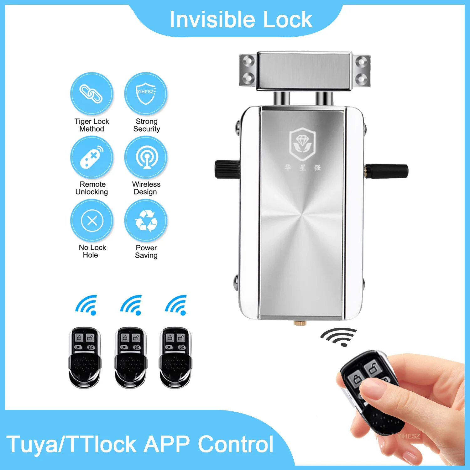 Tuya Wifi cerradura de control remoto TTLock cerradura de puerta inteligente inalámbrica Bluetooth cerradura inteligente cerrojo Invisible cerraduras sin llave ocultas