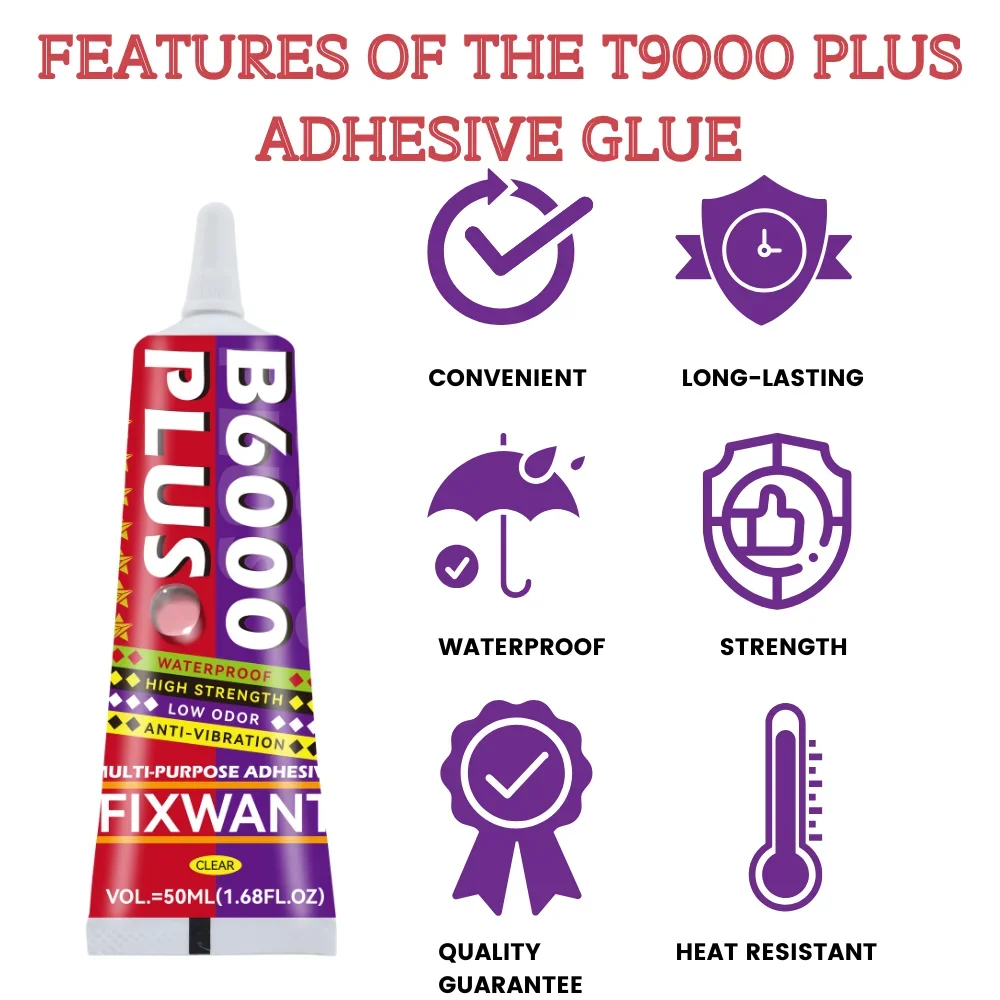 Pegamento epoxi transparente fuerte B6000 PLUS, 15ml, 50ml, 110ml, para joyería, plástico, Metal, tela de madera, adhesivo multisuperficie