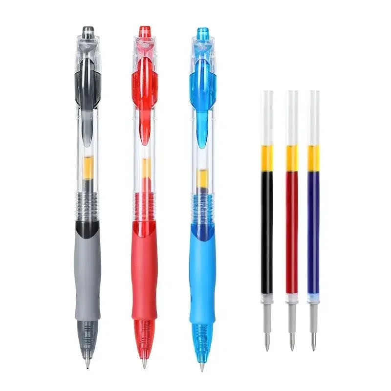 13/30 Stück einziehbares Gelschreiber-Set mit schwarzer/roter/blauer Tinte, Kugelschreiber zum Schreiben, Nachfüllungen, Bürozubehör, Schulbedarf, Schreibwaren