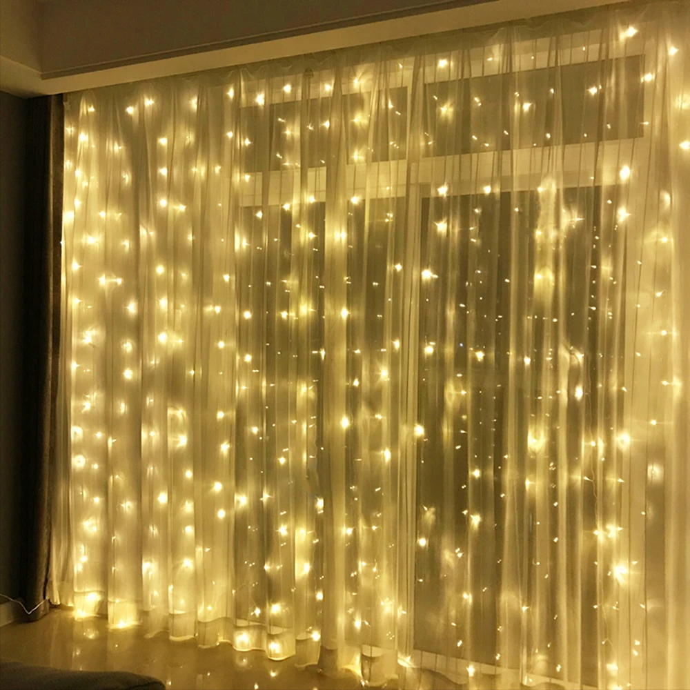 2 × 2/3 × 2/6 × 3 メートルの結婚式の妖精ストリングライトクリスマス 300 LED ホリデーガーランドガーデンパーティー屋外ホームストリートカーテン装飾