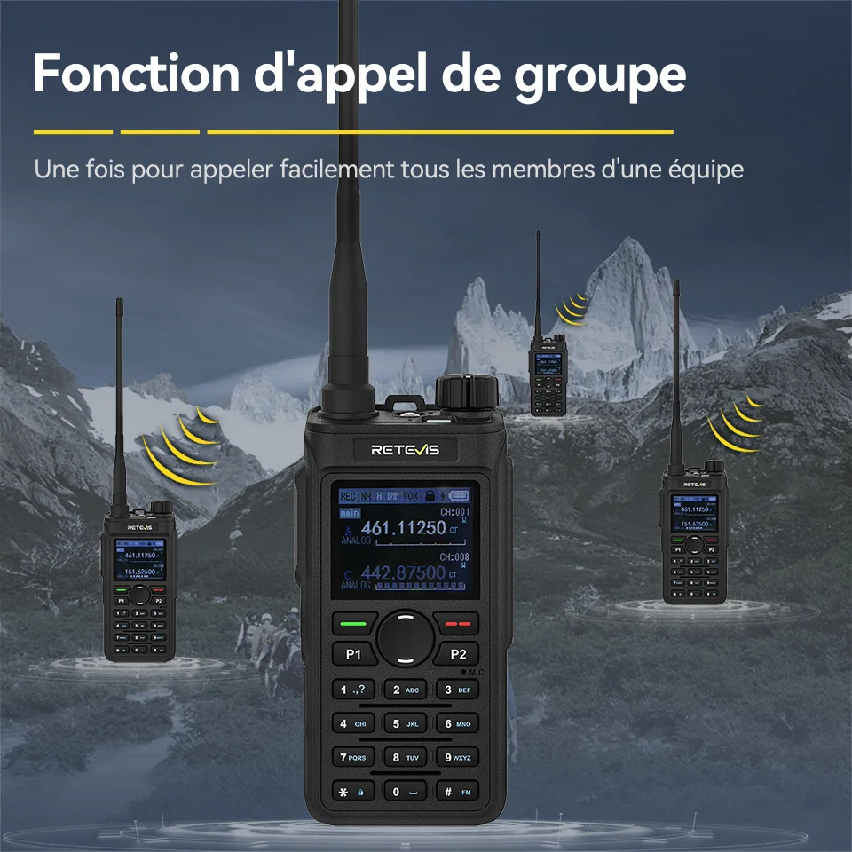 Retevis C62 talkie walkie longue portée 5W talkie-walkie VHF UHF radio survie puissants walkies talkies ham radio amateurs portable professionnelle radio de chasse à fréquence