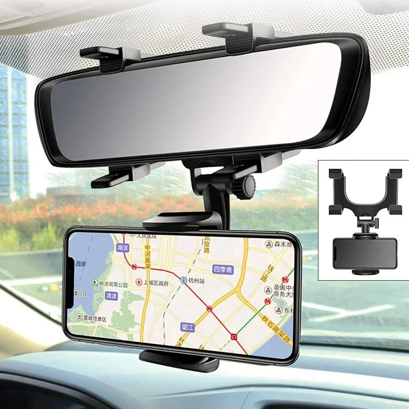 Suporte do telefone do carro espelho retrovisor montagem suporte do telefone do carro navegação gps suporte de ajuste dobrável suporte do telefone celular do carro