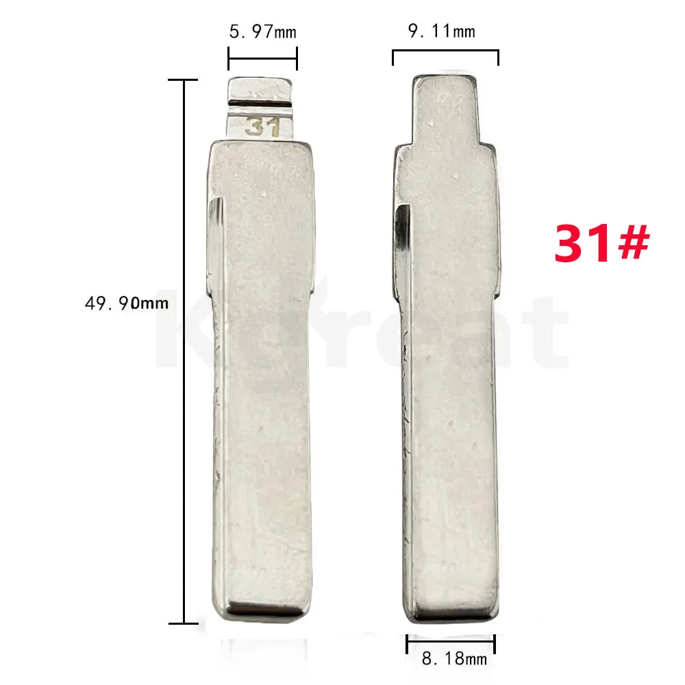 10個 31 #   86 #   89 #   HU66 金属ノーカットブランクフリップリモートキーブレード VW パサートボラシートシュコダアウディ Keydiy KD Xhorse VVDI JMD