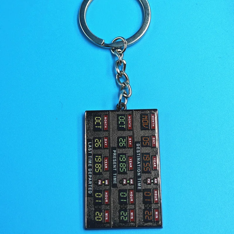 시간 회로 키 체인 Marty McFly Doc Brown 시간 여행 선물 클래식 영화 Back To The Future Delorean Replica Prop Keyring
