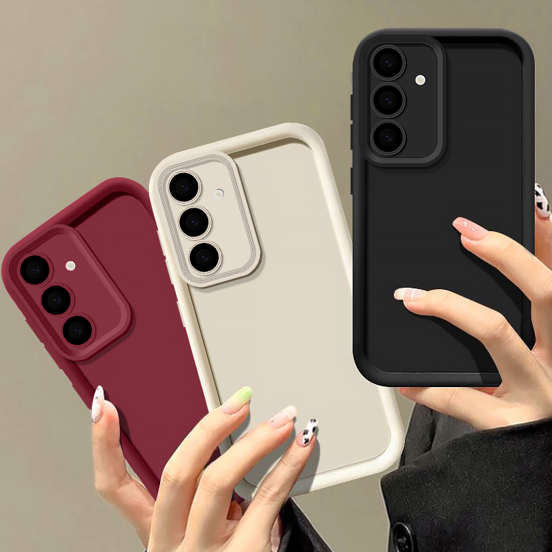 Funda de teléfono de Color caramelo para Samsung S25 S24 S23 S22 Ultra Plus S21 S24 FE A55 A34 A15 A35 A52 A53 A54 A16 5G funda de silicona suave