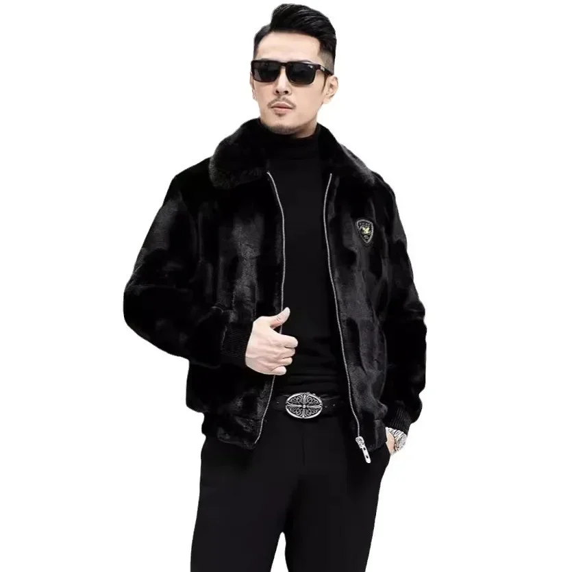 ฤดูหนาว Mens Faux FUR เสื้อหนังคุณภาพสูงสีทึบผ้าขนสัตว์หนาเสื้อแจ็คเก็ตกลางแจ้งเย็นเสื้อผู้ชายเสื้อผ้า