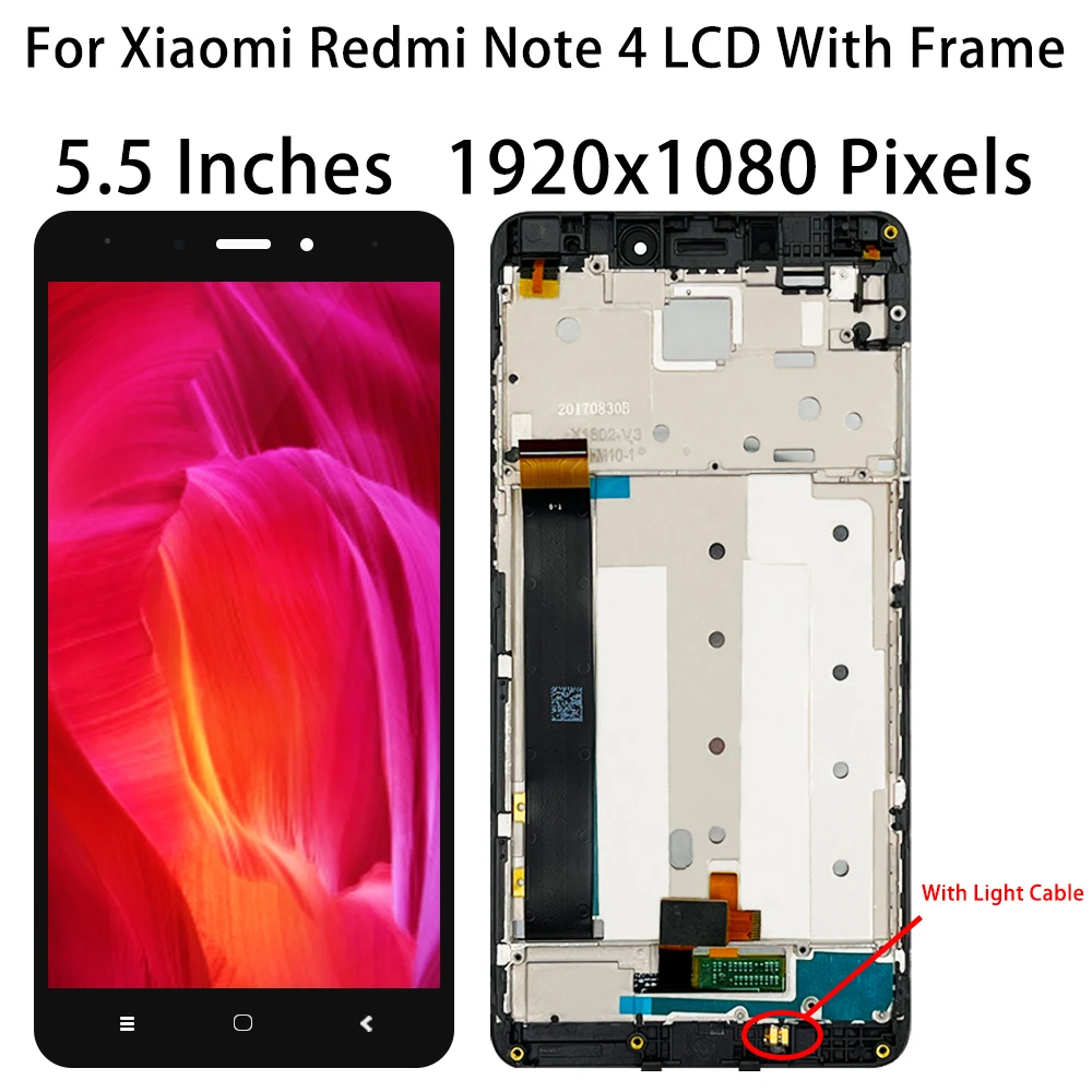 ใหม่ 5.5 "LCD ต้นฉบับสําหรับ Xiaomi Redmi หมายเหตุ 4 Global Version Snapdragon 625 จอแสดงผล Touch Screen Digitizer หมายเหตุ 4X กรอบ
