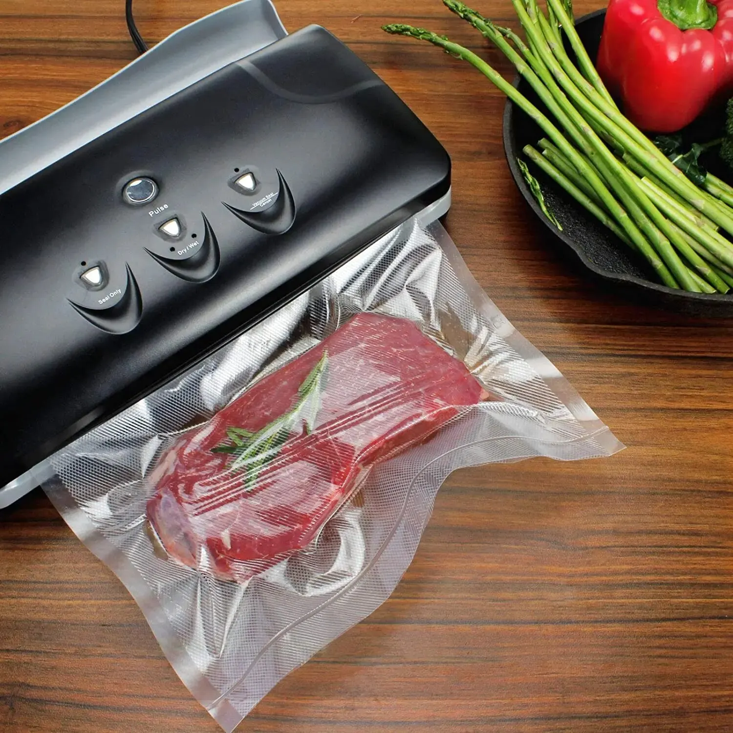 50 unids/lote bolsas de sellado de plástico al vacío para alimentos sin BPA bolsa sellada para conservación de alimentos bolsa selladora al vacío reutilizable para el hogar