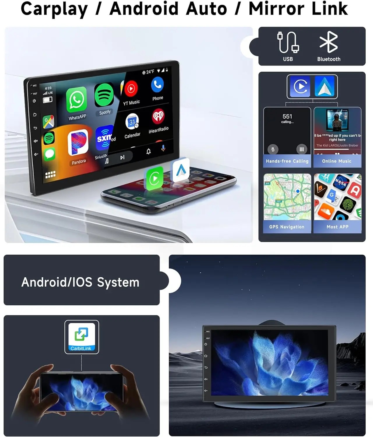 Android 13 Autoradio 2 Din Multimedia Video Player Carplay Android Auto Universal 7 Zoll 2 DIN Android Navigation Auto Stereo