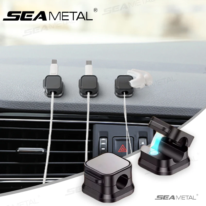 SEAMETAL 10 Uds soporte de Cable magnético Clip de Cable autoadhesivo Cable de carga de tracción suave Clip de Cable para coche/hogar/oficina