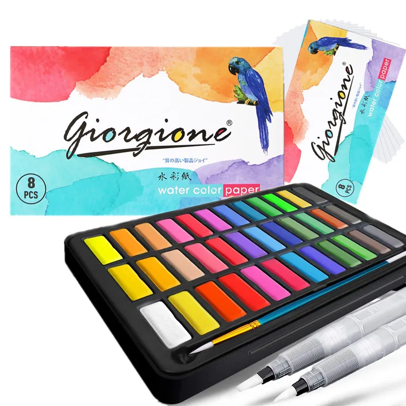 Set di acquerelli professionali 24/36 colori pigmento per pittura ad acquerello con pennello e set di pittura su carta per acquerello