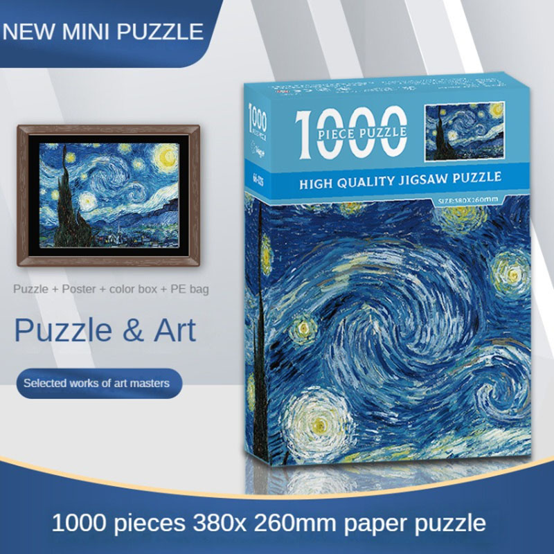MaxRenard Miniจิ๊กซอว์ปริศนา 1000 ชิ้นสําหรับผู้ใหญ่Van Gogh Starry Nightกระดาษเป็นมิตรกับสิ่งแวดล้อมคริสต์มาสของขวัญของเล่น