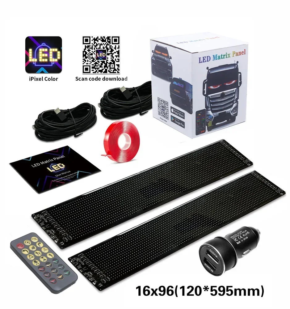 Señal led programable, Panel de píxeles de matriz LED, pantalla Flexible RGB, desplazamiento de coche, texto, animación, tienda, luz de recordatorio