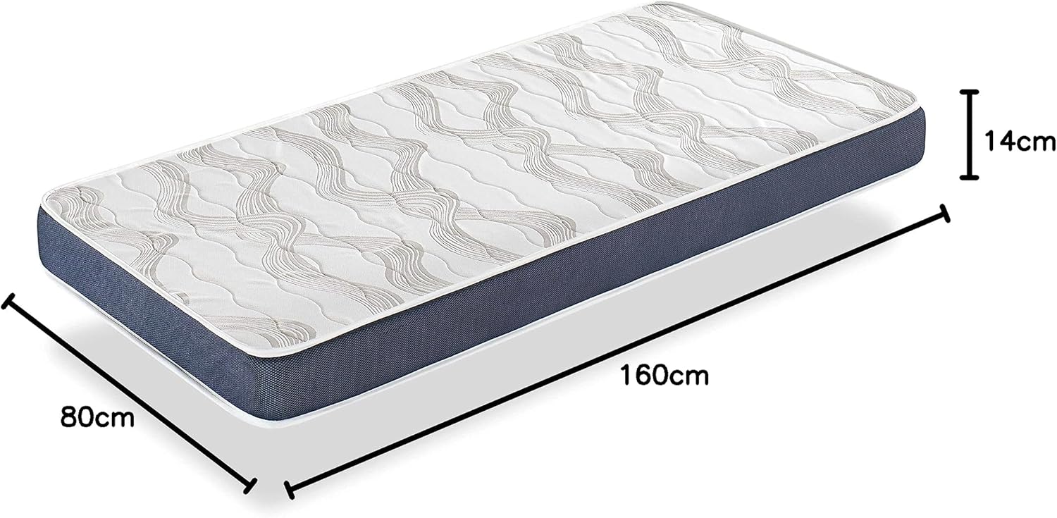 Colchón Espuma 80X160 Orion Confort altura14 CM Ideal para Cama Infante,Montessori
