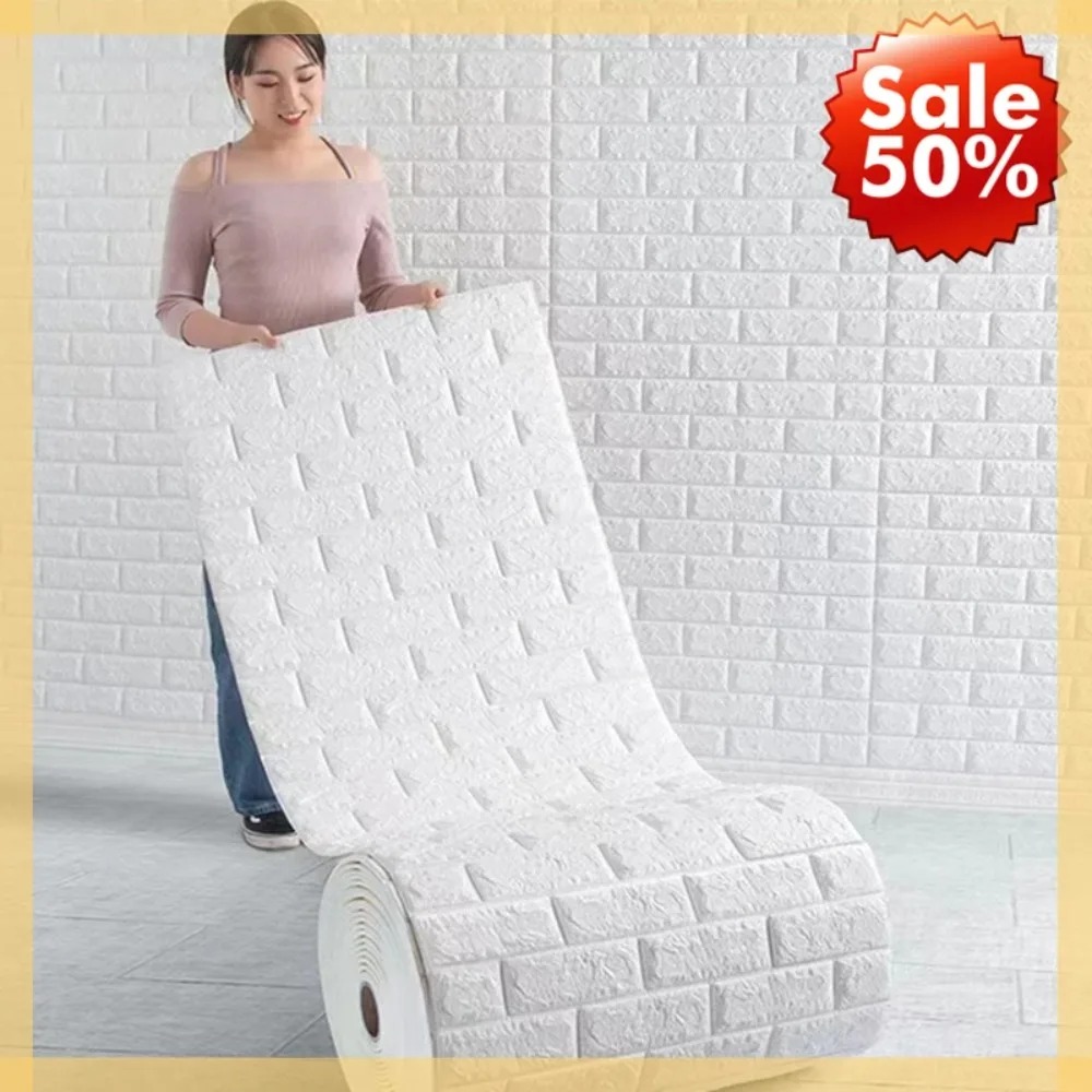 3D Soft Foam Brick Wallpaper Sticker Roll, DIY auto-adesivo, sala de estar, casa, cozinha, banheiro, papel de parede decorativo, 70cm x 2m