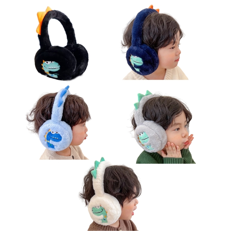 Orejeras felpa para niños y niñas, orejeras dinosaurios dibujos animados, cubiertas cálidas para orejas para envío