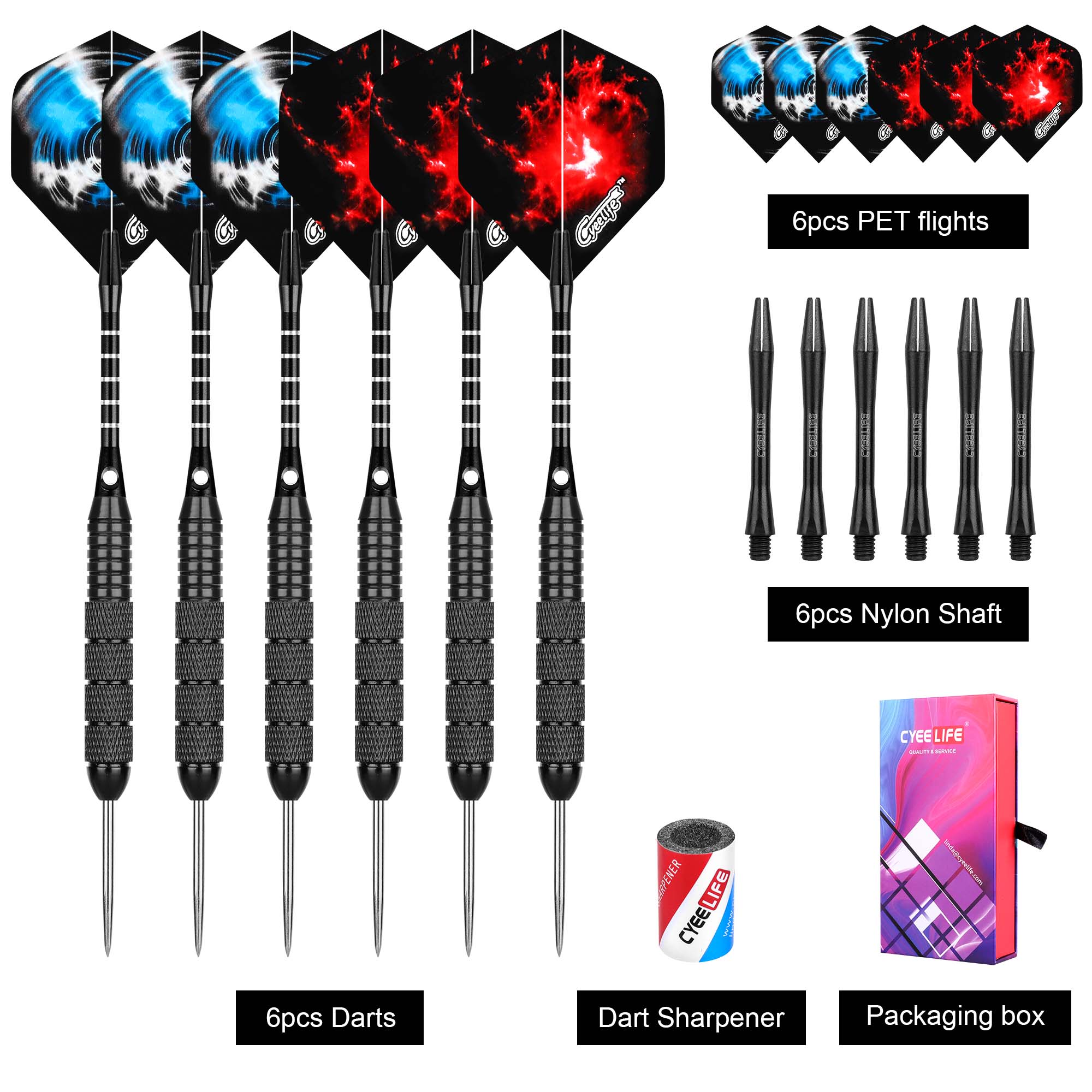 CyeeLife 6/12PCS 24G hard dart เข็มเหล็กฝึกบาร์ความบันเทิงฤดูใบไม้ร่วง professional flyer ชุดกลางแจ้ง