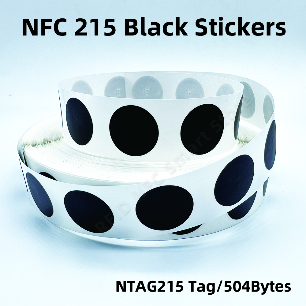 NFC 215 Black Tag 13.56MHz ISO14443A 504 Bytes Black Sticker Ntag 215 NFC Sticker For All NFC Phones RFID Adhesive Label