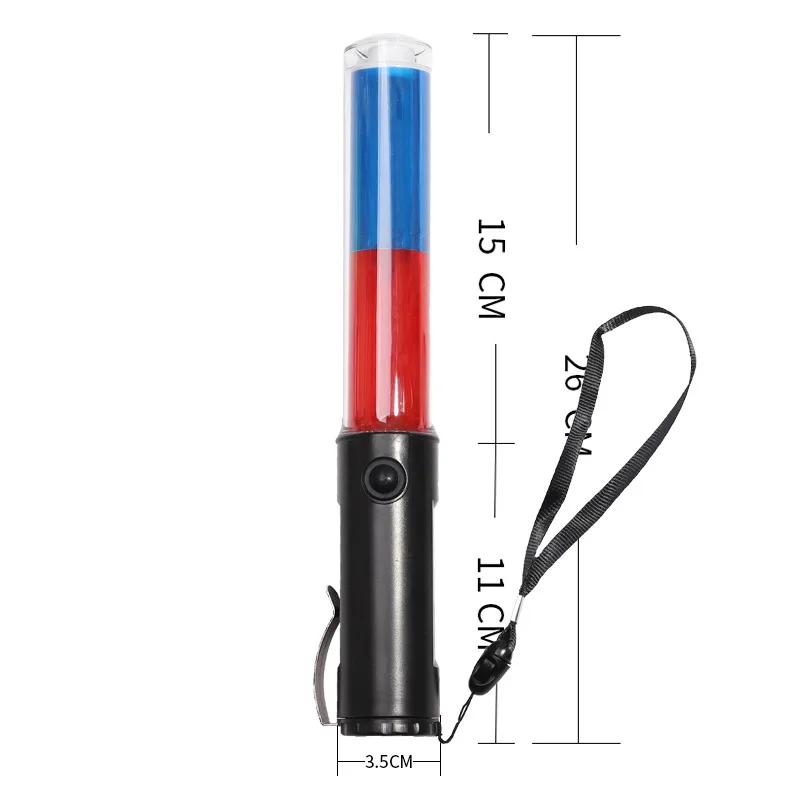 Bastone per semaforo da 26 cm Bastone luminoso per concerti Design con clip laterale Segnale Bastone stradale Lampada di avvertimento a LED 3 modalità lampeggianti