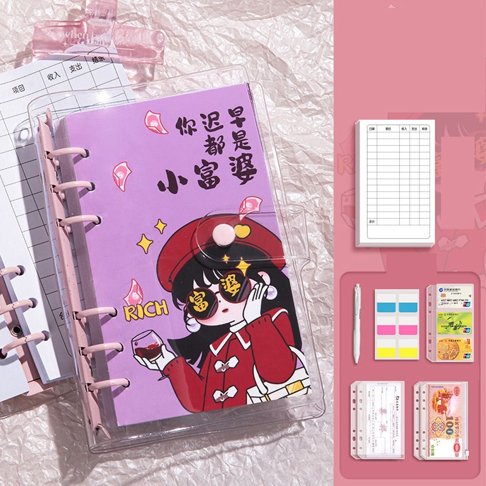 100 Sheets Saving Money Binder PU Leather Portable Budget Binder Refillable Wallet Storage Planner Organizer New Year's Gift