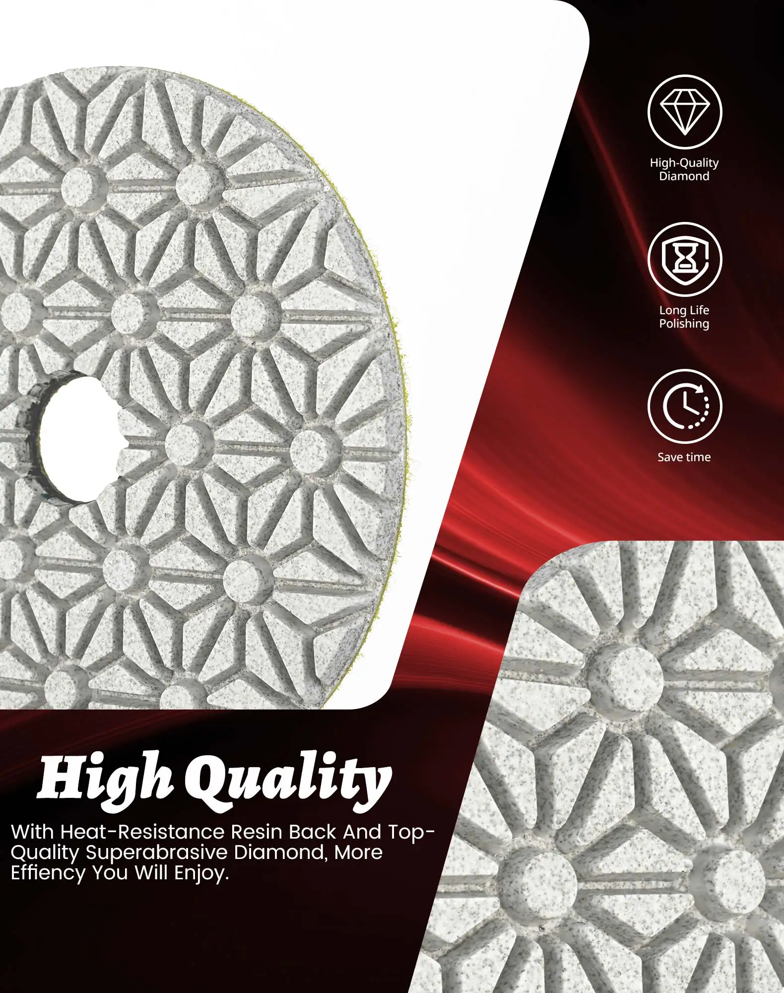 Panfreet Wet/Dry 3 Step 4 Inch Diamond Polishing Pads Granite Polishing Pads for Granite Quartz Marble Concrete Terrazzo
