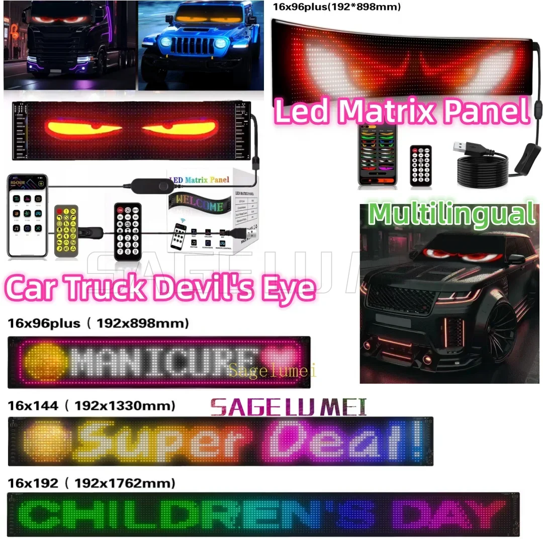 LED Auto LKW Evil's Eye Licht DIY programmierbares Schild Animation LED Matrix Panel mehrsprachiges großes LED-Panel flexibles Display