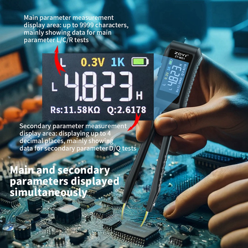 ZOYI ZT-MD1 ดิจิตอลสมาร์ท Tweezer LCR SMD ESR เครื่องทดสอบความต้านทาน Capacitance ตัวเหนี่ยวนําไดโอดทดสอบการแก้จุดบกพร่องซ่อมเครื่องมือ