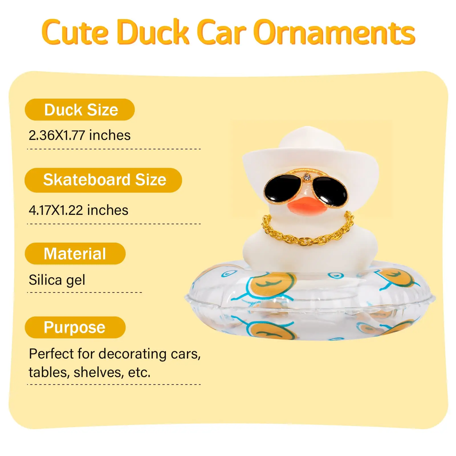 2Pcs Car Duck Color Ducks Car Dashboard Decorations , Rubber Duck for Car Ornament Car AccessoryAccessories