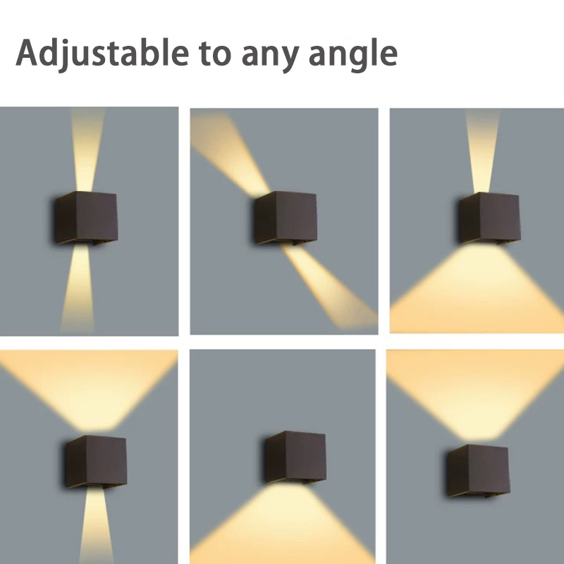 Lámpara de pared LED para exteriores, AC85-265V de ángulo ajustable, minimalista, para interior y exterior, decoración de pared de jardín, 2 uds.