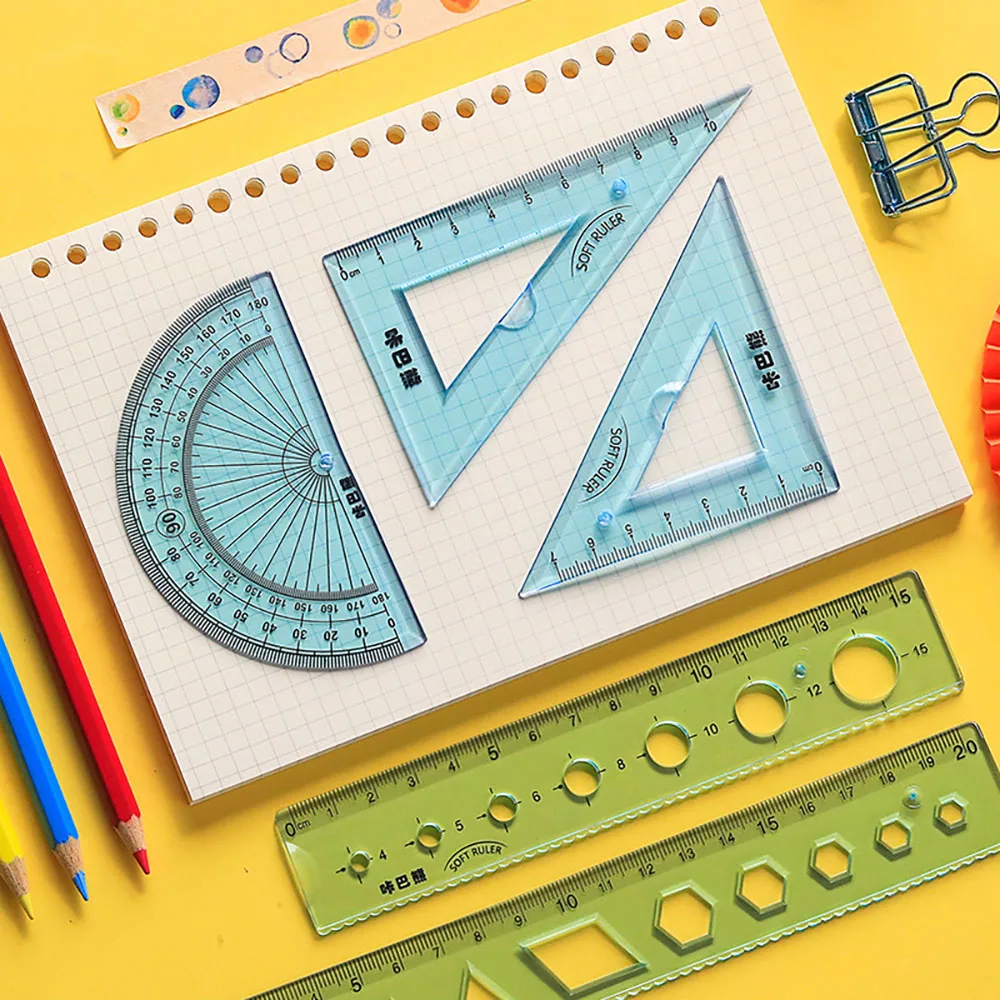 4Pcs Weiche Lineal Set Kann Biegung Lineal Kreative Messen Werkzeug Kind Student Geometrie Mathematik Zeichnung Schreibwaren Schule Bürobedarf