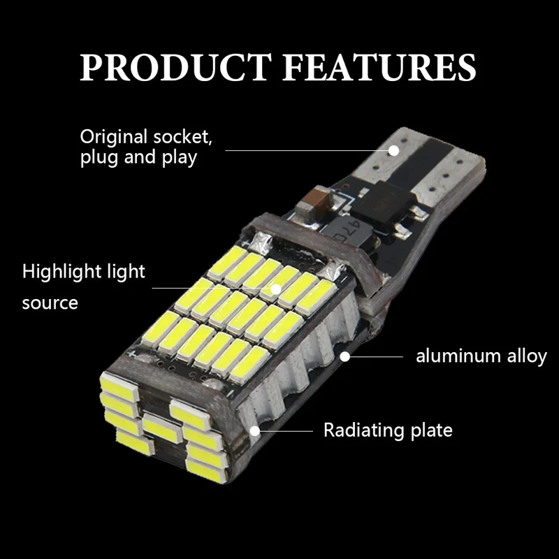 2pcs T15 3030 45chips W16W LED Backup Light Reserve Lâmpada Canbus Lâmpadas NO Erro LED de alta potência Canbus W16W