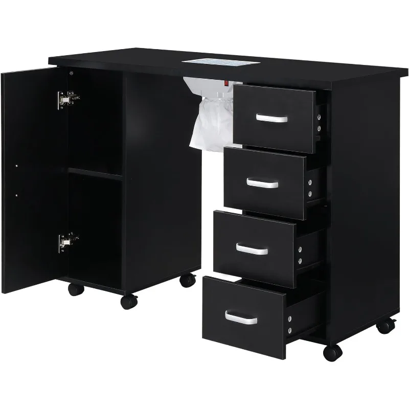 Nail Table with Fan, Professional Nail Art Manicure Table, Beauty Salon Workstation Table with Storage, Nail Desk