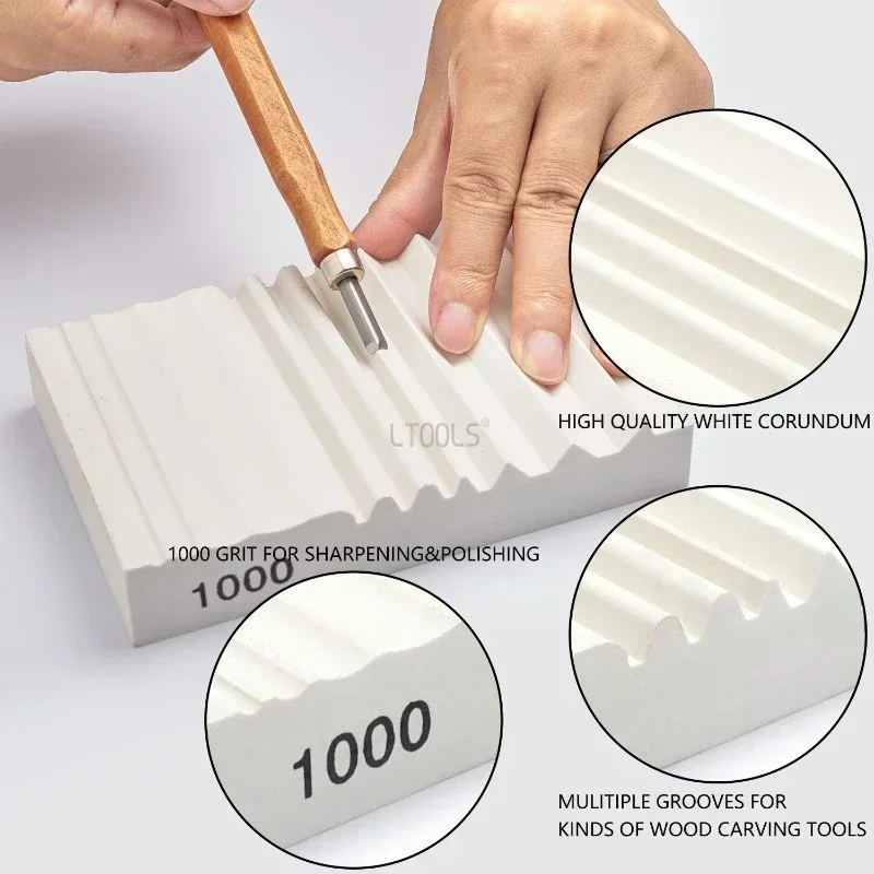 Wood Carving Sharpener Multi Grooves Grindstone Carpentry Carving Chisel Polishing Specific Whetstone 1000 Grit Sharpening Stone