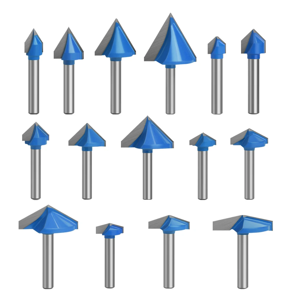 LAVIE 1pc 6mm Shank 60 90 120 150 Degree V Type Slotting Cutter Bit CNC Engraving Solid Router Bit Carbide Milling Cutter C06027