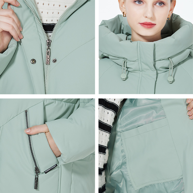 Icebear 2023 nova jaqueta feminina de inverno puffer comprimento médio casual com capuz à prova de vento casaco de algodão roupas de marca gwd3922i