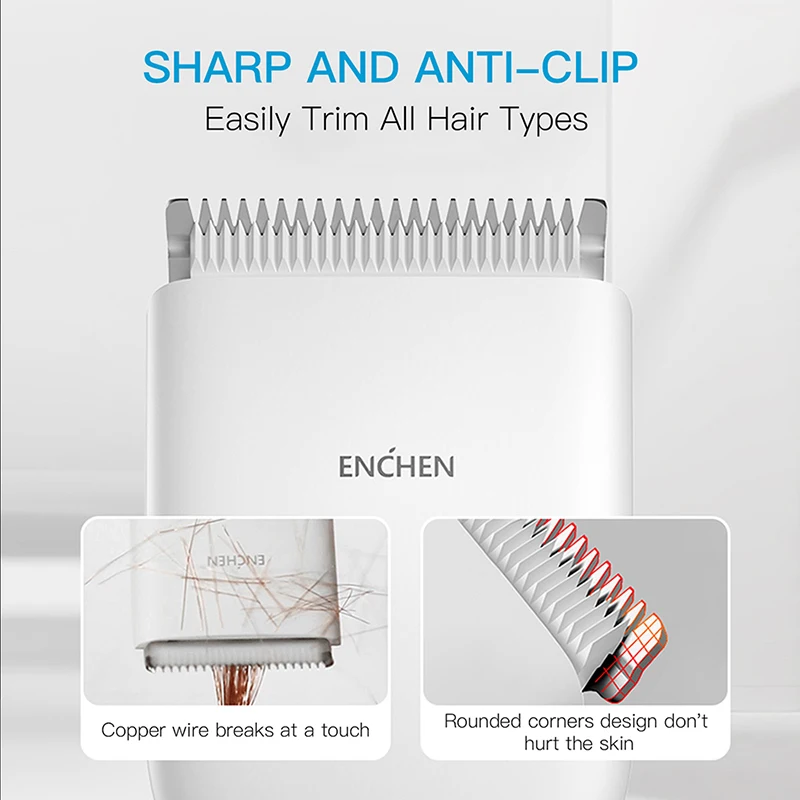 Enchen Boost ที่ตัดขนไฟฟ้าไร้สายสำหรับมืออาชีพ, เครื่องตัดผมเซรามิกชาร์จไวชนิด C สำหรับผู้ชายและผู้ใหญ่