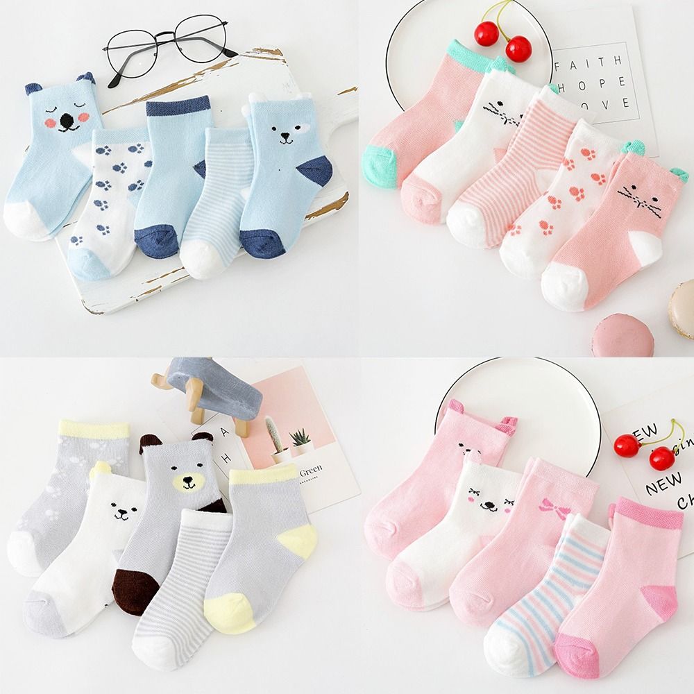 5 paare/los Cartoon Baby Socken niedlichen Katze Tier Baumwolle Neugeborenen Kinder Socken Mädchen Kinder Junge weich gestrickt Kleinkind Schlafs ocken