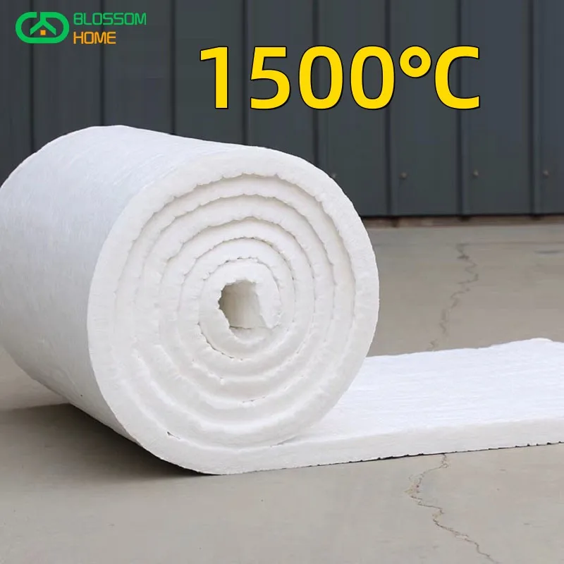 ผ้าห่มใยเซรามิกที่มีเซอร์โคเนียมทนต่ออุณหภูมิสูงได้ 1500 ℃   ผ้าฝ้ายฉนวนกันความร้อน
