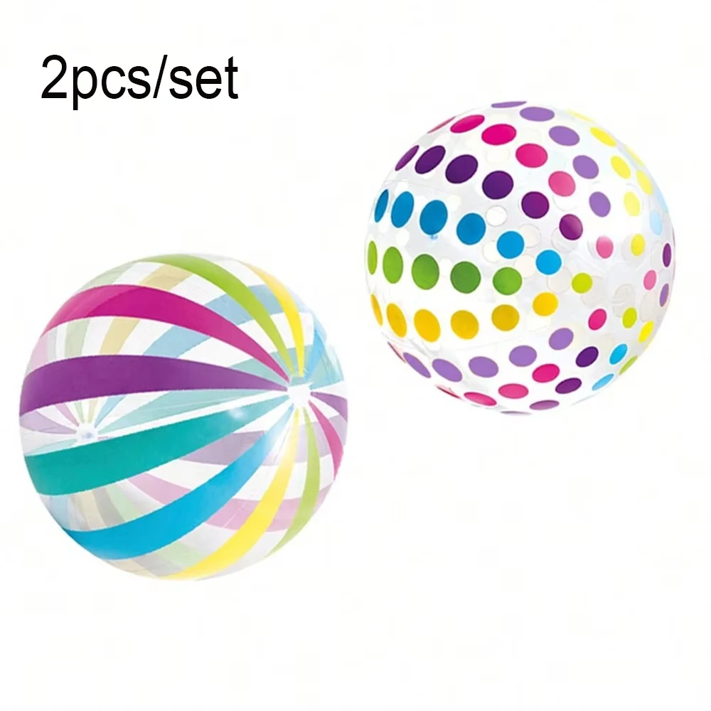 2 teile/satz 15,35 Zoll Bunte Gestreifte Transparente Ball Aufblasbare Strand Ball, Geeignet Für Strand Pool Party Spiele