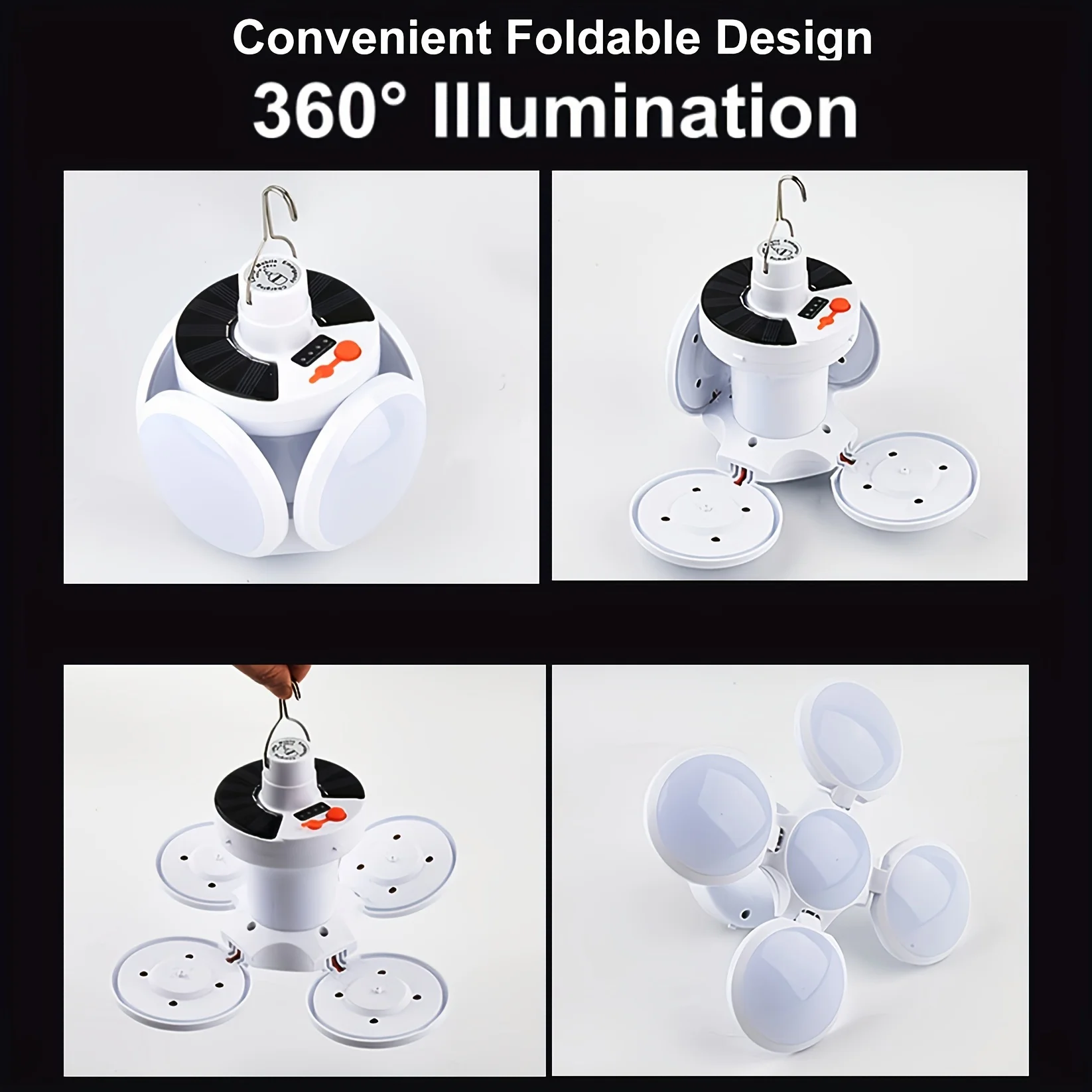 แบบพกพา Solar Camping Light พร้อมตะขอรีโมทคอนโทรลพับฟุตบอลหลอดไฟโคมไฟตั้งโต๊ะแบบชาร์จไฟได้สําหรับเต็นท์โคมระย้าฉุกเฉิน