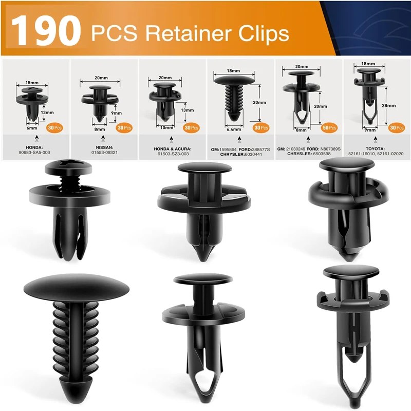 50/100/190 Pcs Stoßstange Clips Auto Schnalle Teile Kit Mehrere Stil Kunststoff Retainer Befestigungen Clip Auto Körper Push nieten