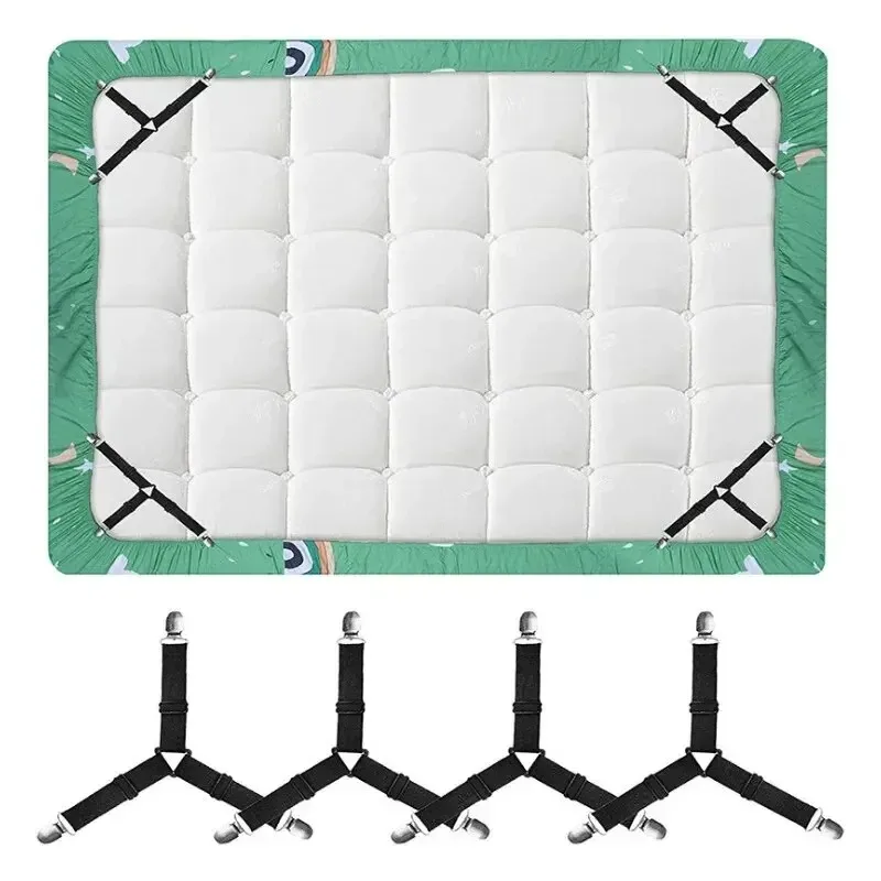 Triangle Bed Sheet Clips Adjustable Fitted Sheet Suspenders & Mattress Grippers for Secure Hold