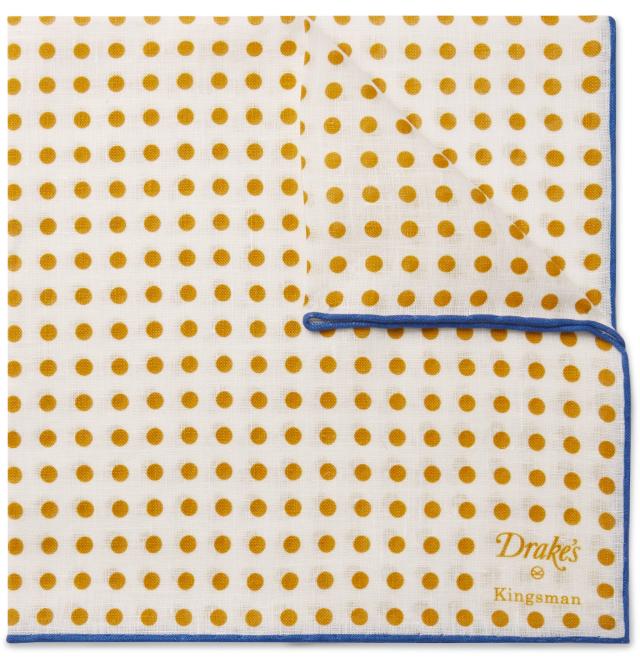 KINGSMAN ドレイクのミックスシルクコットンポケットスクエアスカーフ水玉模様ファッショナブルなアクセサリー男性用