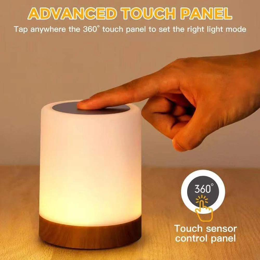 Lámpara táctil Lámpara de mesa LED Lámpara de noche Lámpara de mesa RGB Lámpara de dormitorio con sensor táctil Lámpara de escritorio portátil Luz RGB para regalos de niños