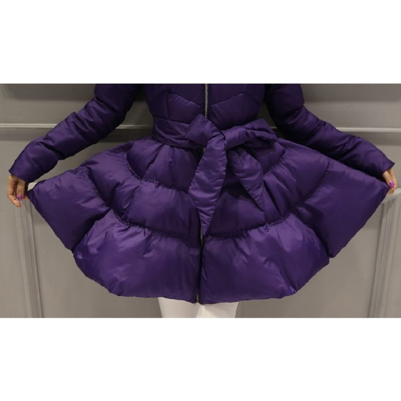 Chaqueta acolchada de algodón con cuello levantado para mujer, abrigo coreano, falda acampanada, abrigo Parker cálido Delgado grueso, invierno, nuevo