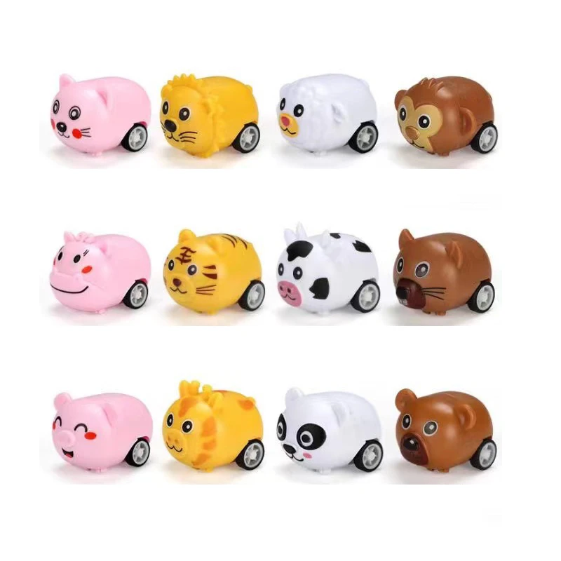 12 個かわいい動物プルバック車子供の誕生日パーティーの好意のおもちゃベビーシャワーのゲストギフトお土産男の子女の子プレゼントピニャータフィラー