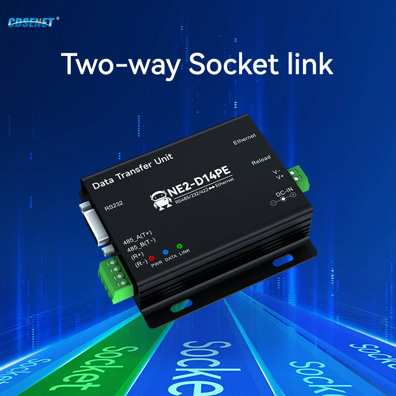 RS485/232/422 zu Ethernet Serial Server Modbus Gateway DC 8-28V CDSENT NE2-D14PE POE Power Signal Isolation TCP UDP MQTT HTTP