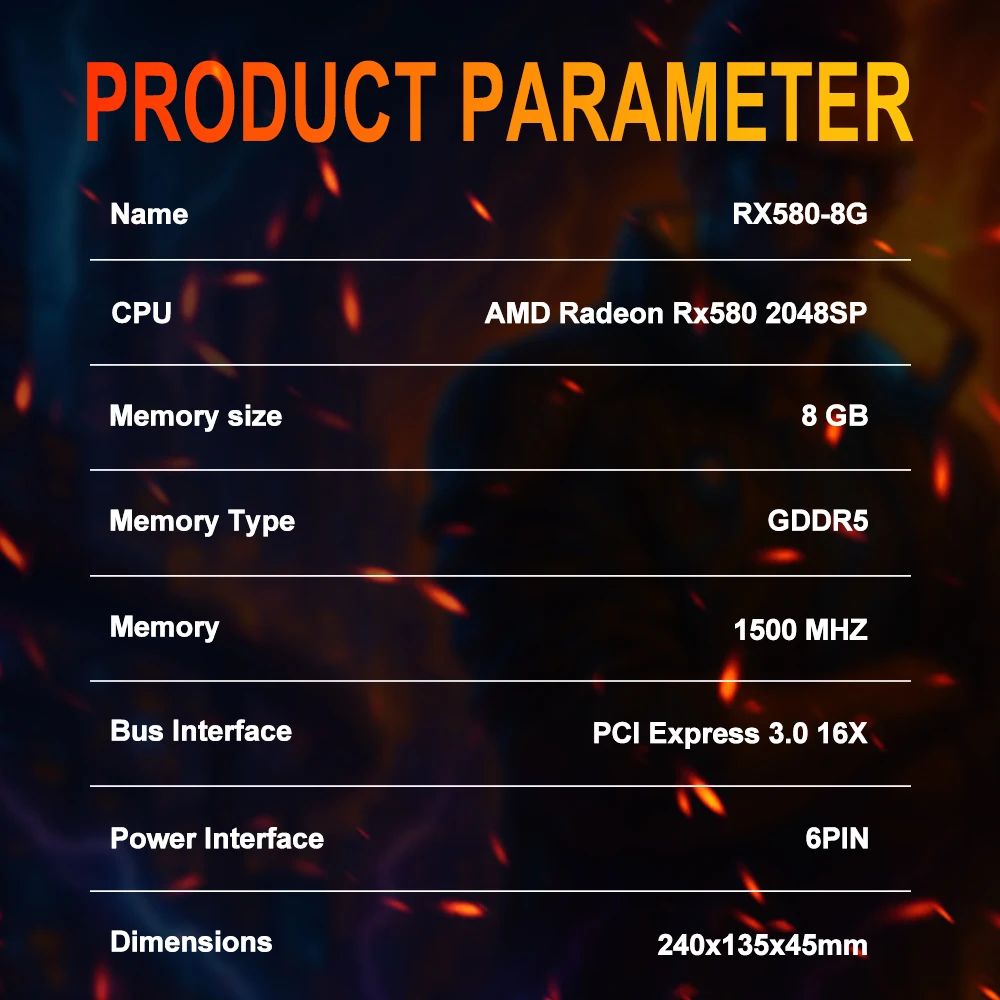 Karty graficzne SOYO Radeon RX580 8G GDDR5 Pamięć Karta do gier wideo PCIE3.0x16 GPU Komponenty komputera stacjonarnego AMD RX 580 8G